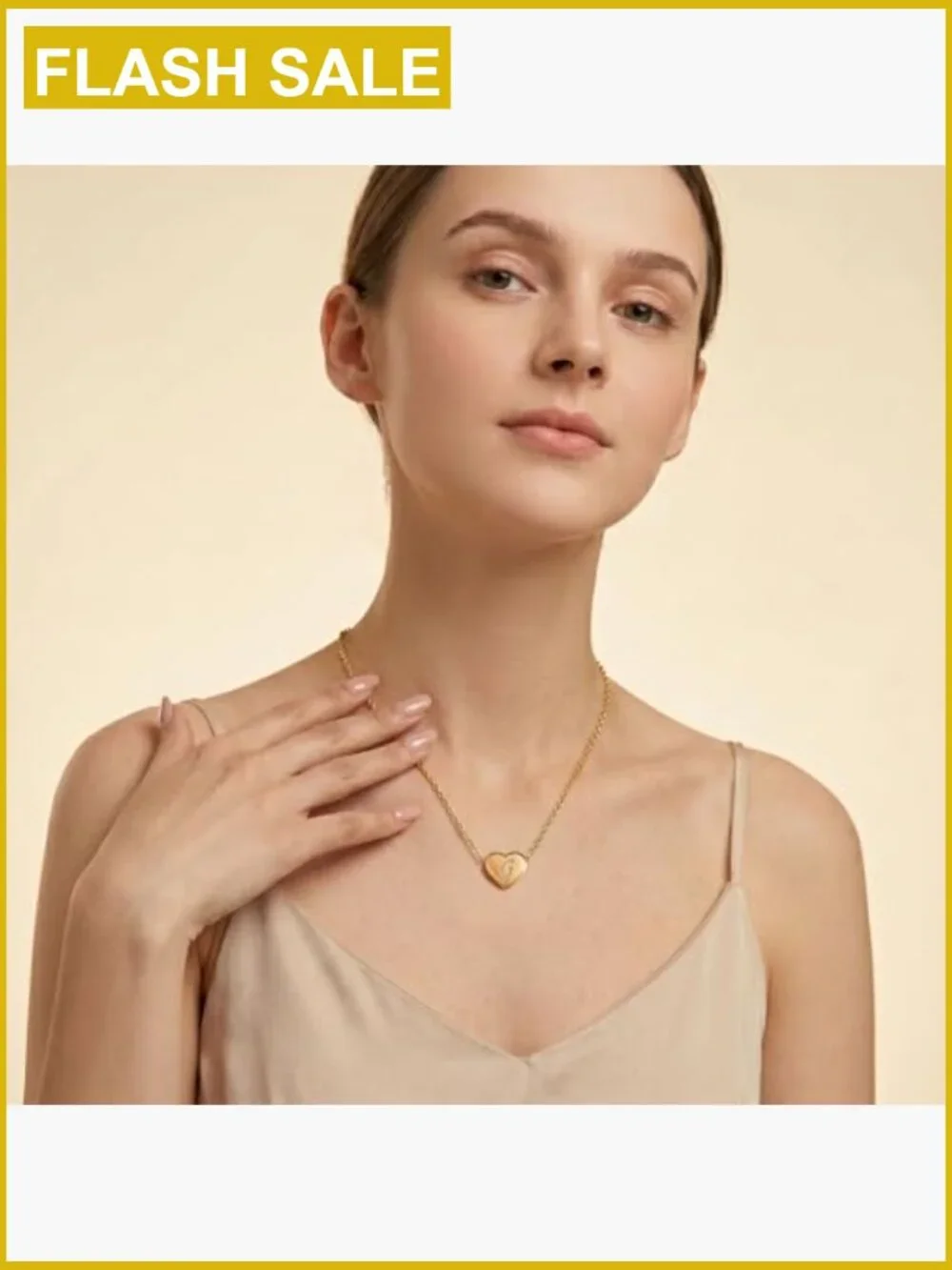 18k Gold Plated Stainless Steel Initial Heart Pendant Necklace